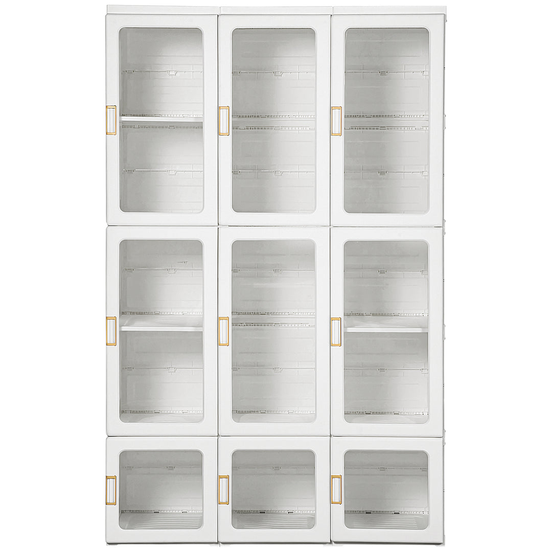 Portable Clothes Wardrobe for Bedroom, Foldable Clothes Organiser with Cube Storage, Hanging Rods, Magnet Doors, White