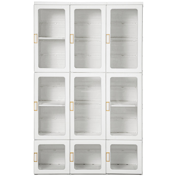 Portable Clothes Wardrobe for Bedroom, Foldable Clothes Organiser with Cube Storage, Hanging Rods, Magnet Doors, White