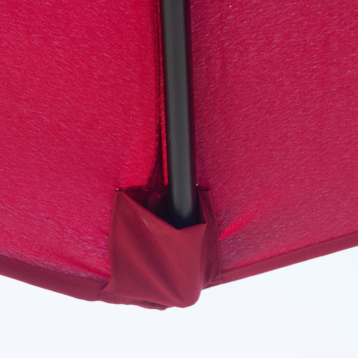 3(m) Tilting Parasol Garden Umbrellas, Outdoor Sun Shade with 8 Ribs, Tilt and Crank Handle for Balcony, Bench, Garden, Wine Red