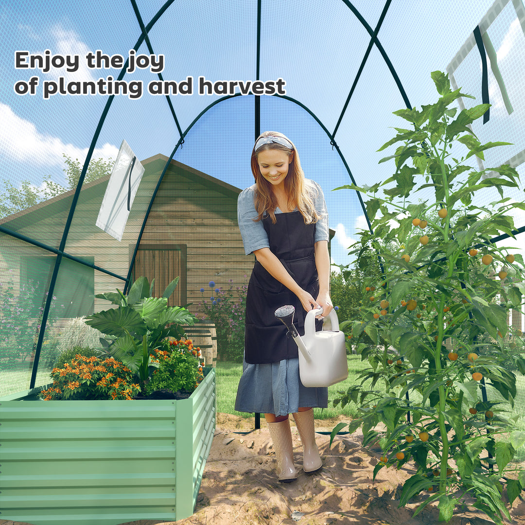 Polytunnel Greenhouse with Sandbags, Walk-In Tunnel Green House with 2 Doors and Screen Windows, 1.8 x 1.8 x 2m