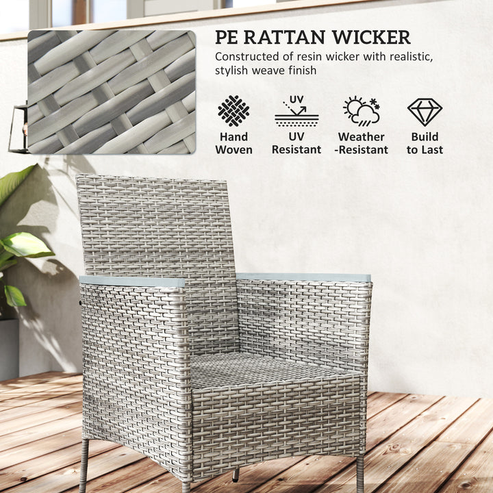 Five-Piece Rattan Set, with Wood-Top Table - Grey