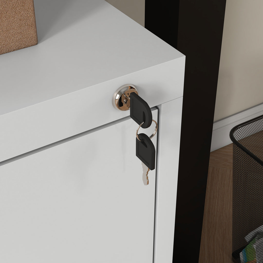 Three-Drawer Modern Steel Filing Cabinet - Cream
