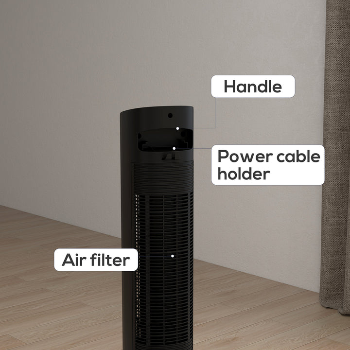 Electric Tower Fan, with 3.5L Water Tank and Ice Pack - Black