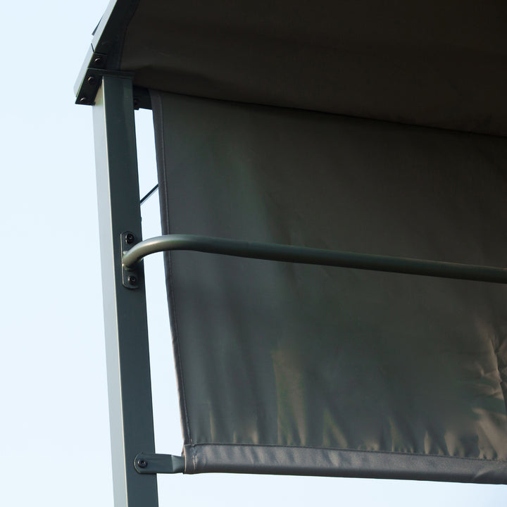 MCL 2.2 x 1.4m BBQ Shelter, Outdoor Grill Gazebo Canopy with Shelves, Hanging Hooks, and Metal Frame, for Garden Patio Backyard