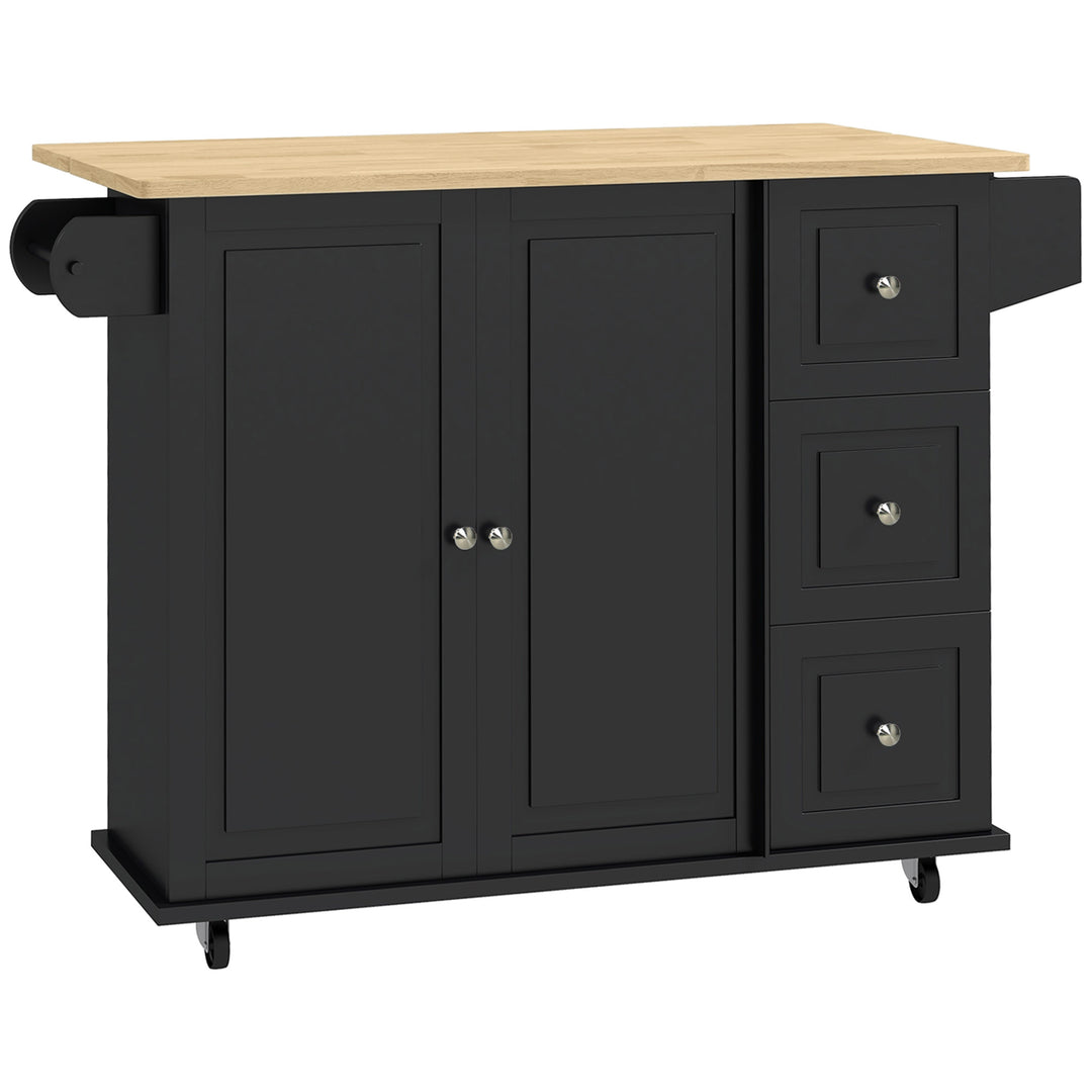 Kitchen Island with Drop Leaf, Rolling Kitchen Storage Trolley on Whee