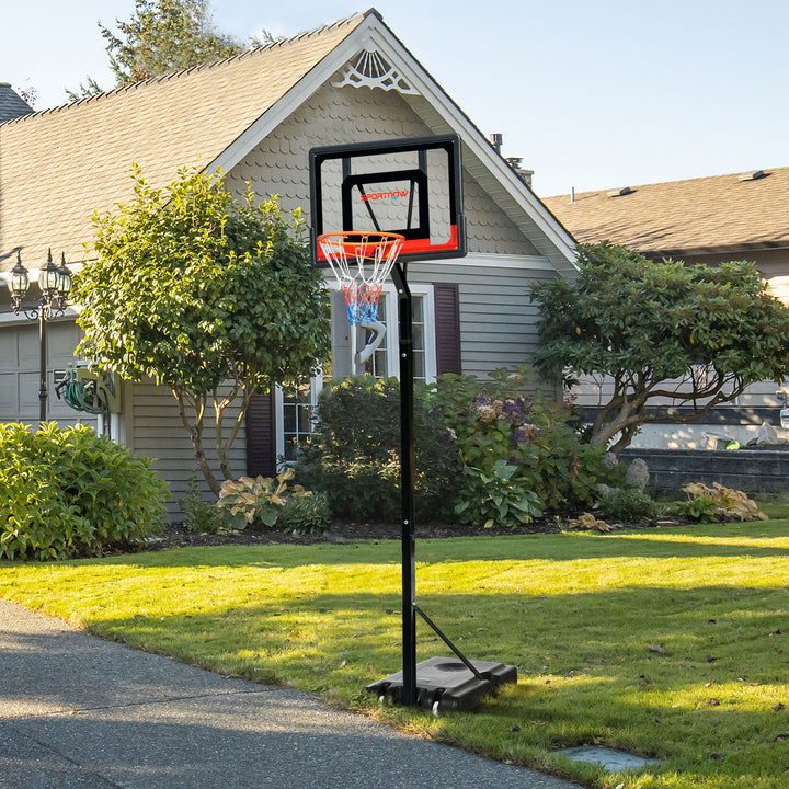 SPORTNOW 2.1-2.6m Adjustable Basketball Hoop and Basketball Stand w/ Sturdy Backboard and Weighted Base, Portable on Wheels | Aosom UK