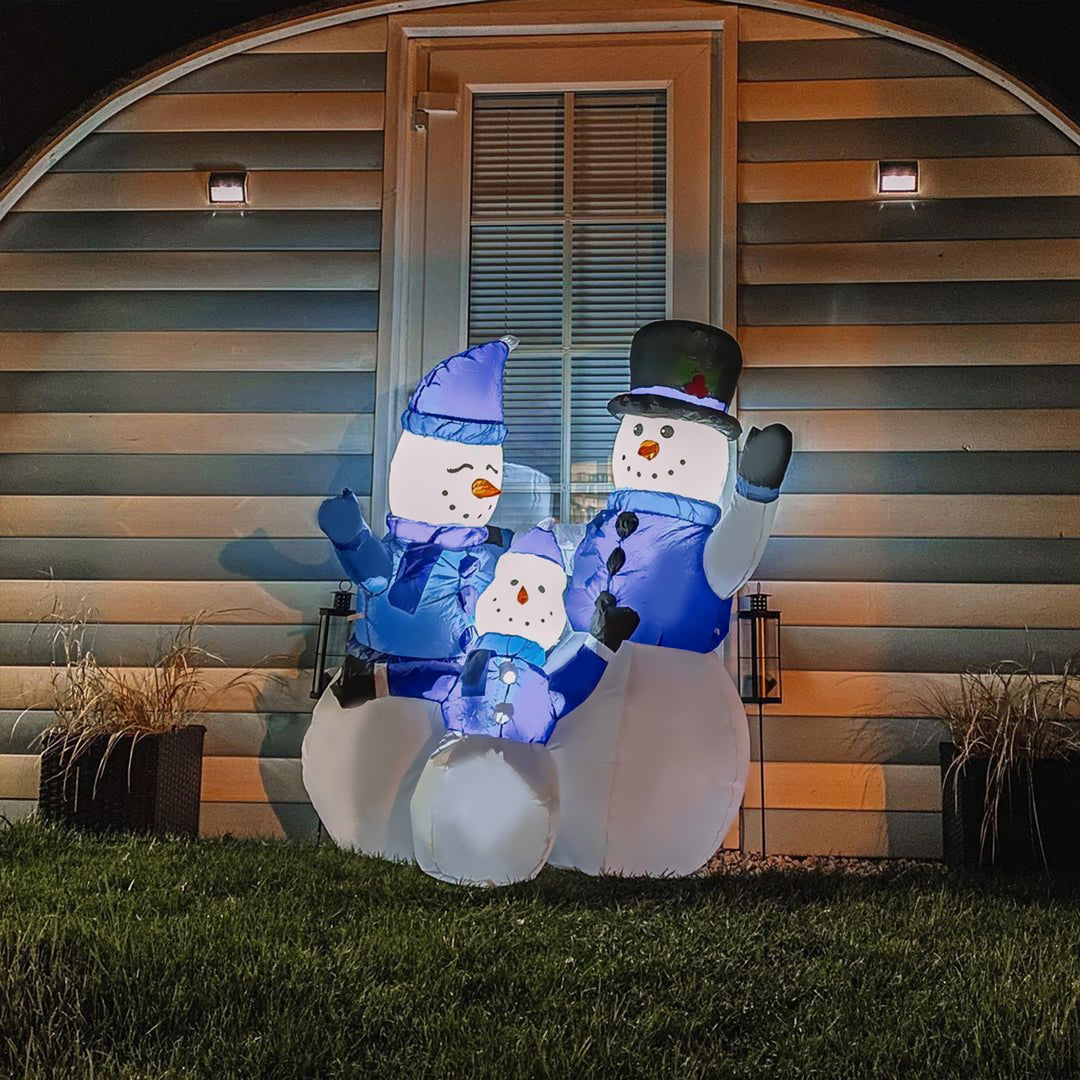 MCL 4ft Inflatable Christmas Snowmen Family Xmas LED Outdoor Indoor Holiday Decorations Yard
