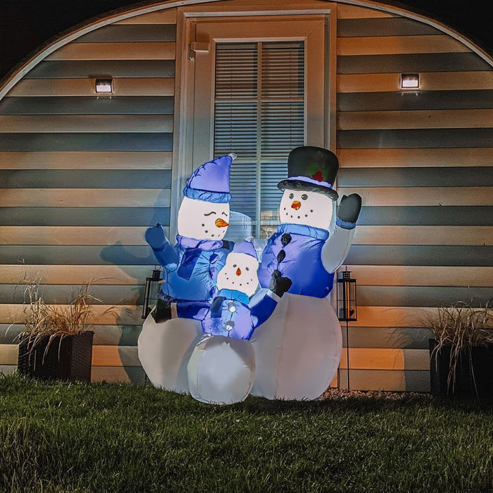 MCL 4ft Inflatable Christmas Snowmen Family Xmas LED Outdoor Indoor Holiday Decorations Yard