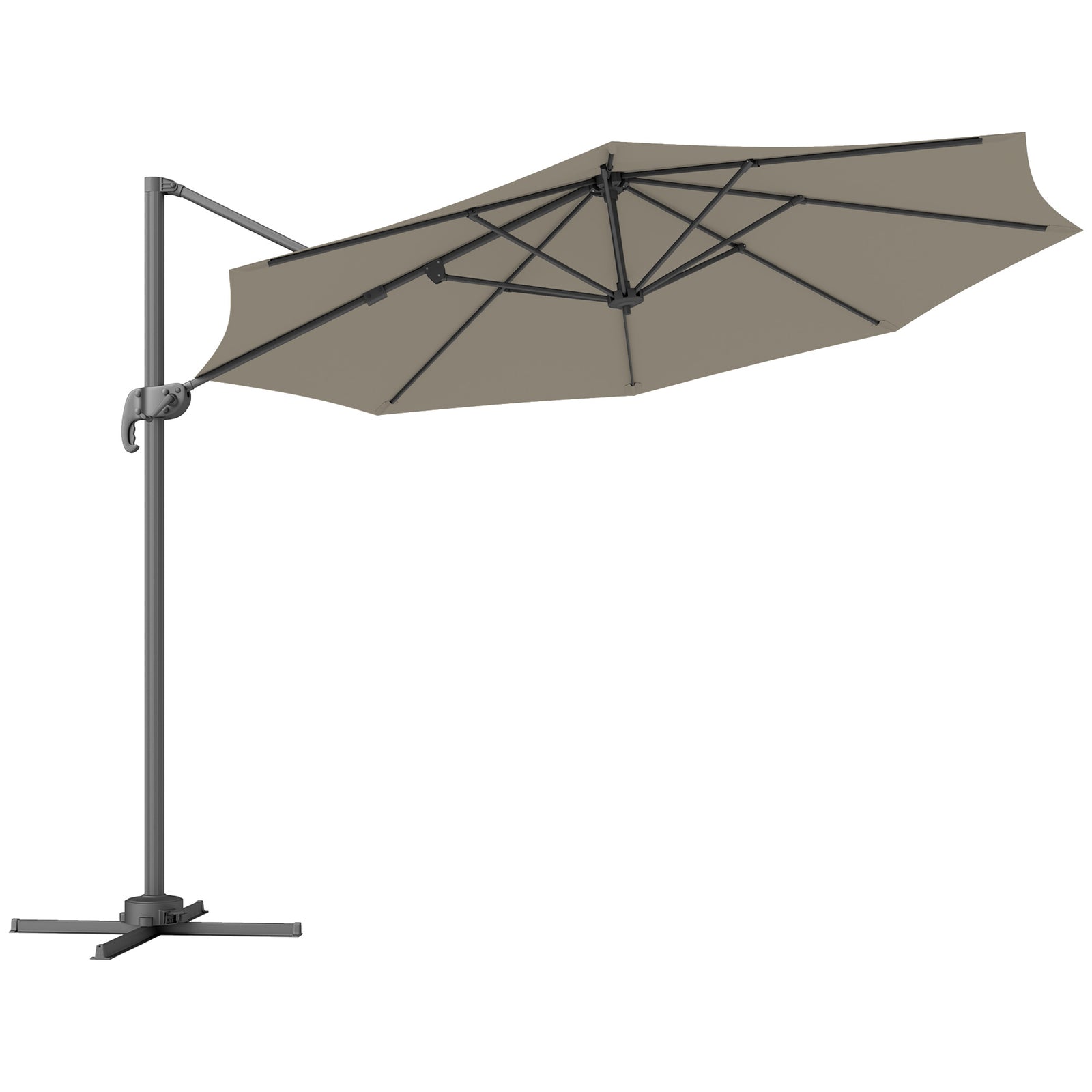 3 m Five-Angle Cantilever Parasol - Light Grey