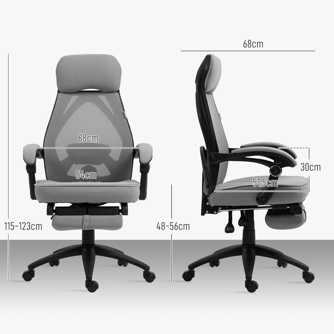 Office Chair with Footrest, High Back Swivel Desk Chair with Adjustable Height and Headrest for Home Office, Dark Grey