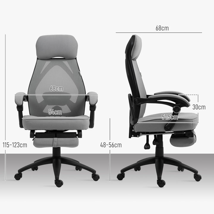 Office Chair with Footrest, High Back Swivel Desk Chair with Adjustable Height and Headrest for Home Office, Dark Grey