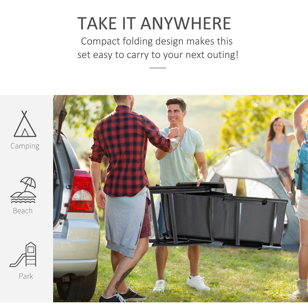 MCL Outdoor Folding Sun Lounger, 5-Position Adjustable Chaise Lounge Chair with Aluminium Frame for Patio, Pool and Garden, Grey