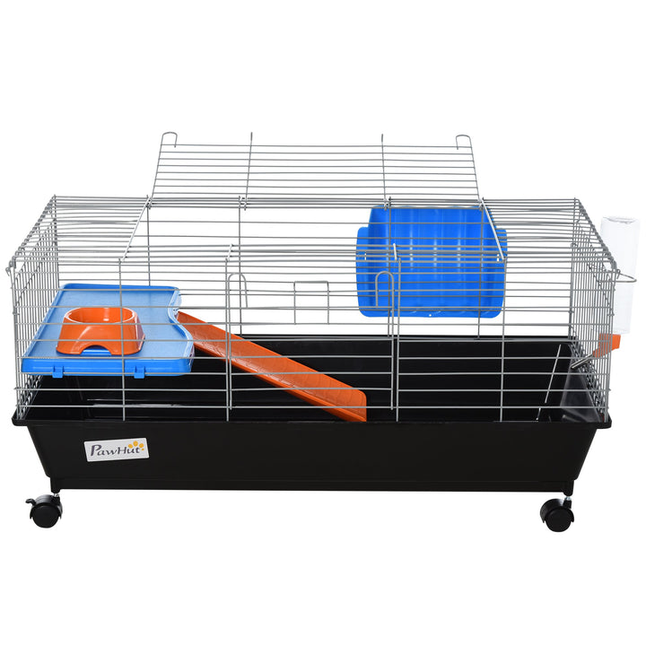 Steel Small 2-Tier Small Guinea Pigs Hutches w/ Accessories Blue/Orange