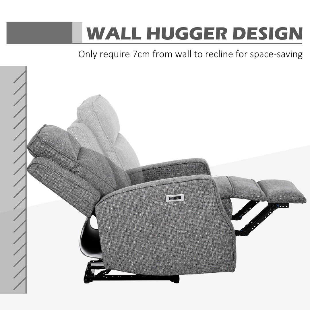 150° Electric Reclining Chair, with USB port and Footrest - Charcoal Grey