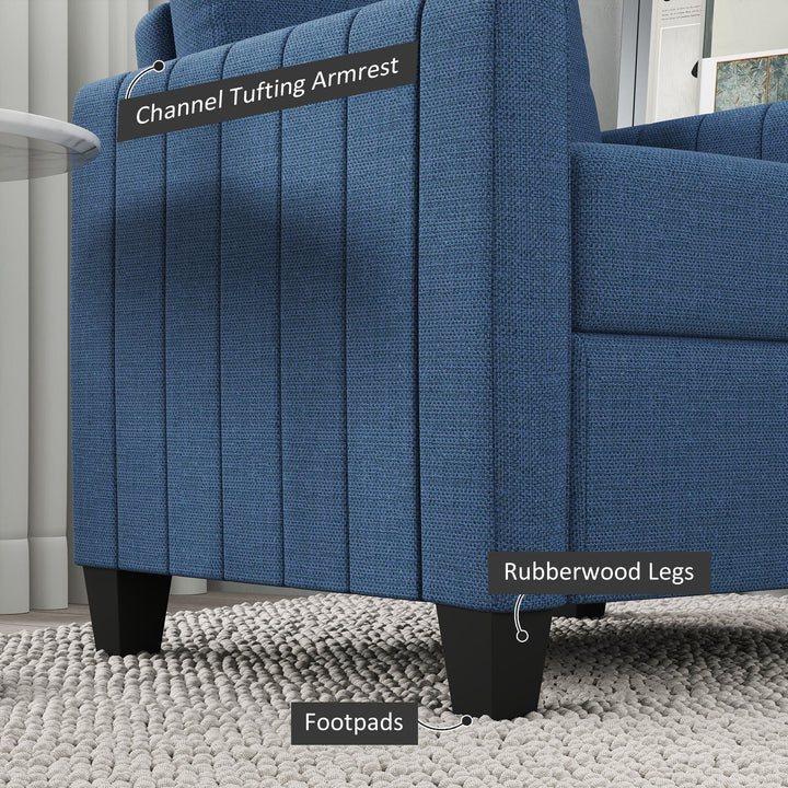Modern Boxy Linen-Look Armchair - Blue