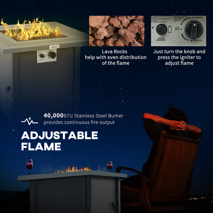 71 x 71cm 40000 BTU Gas Firepit Table - Black/Dark Grey
