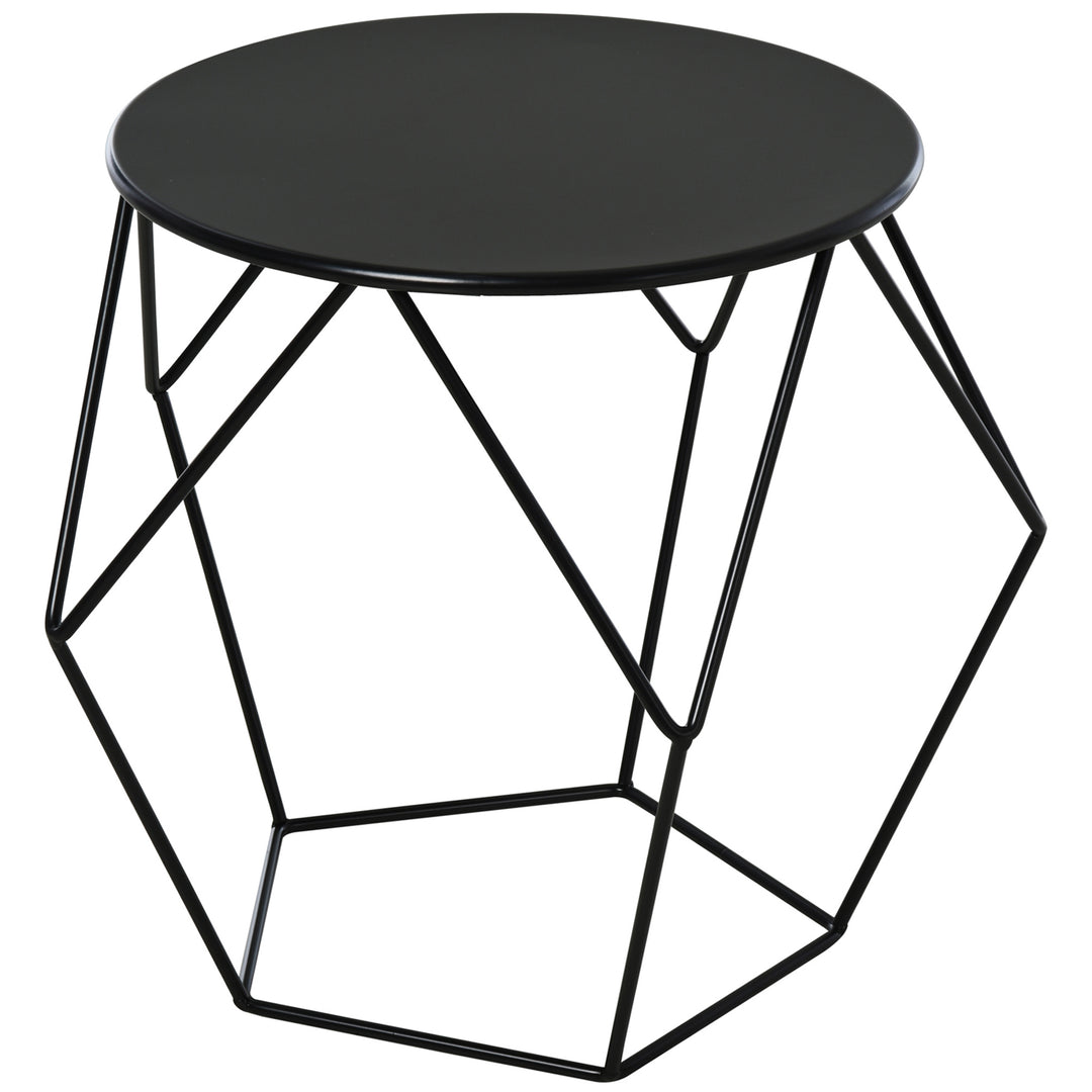 MCL Round Side Table, Minimalist End Table with Steel Frame, Small Coffee Table for Living Room, Bedroom, Black