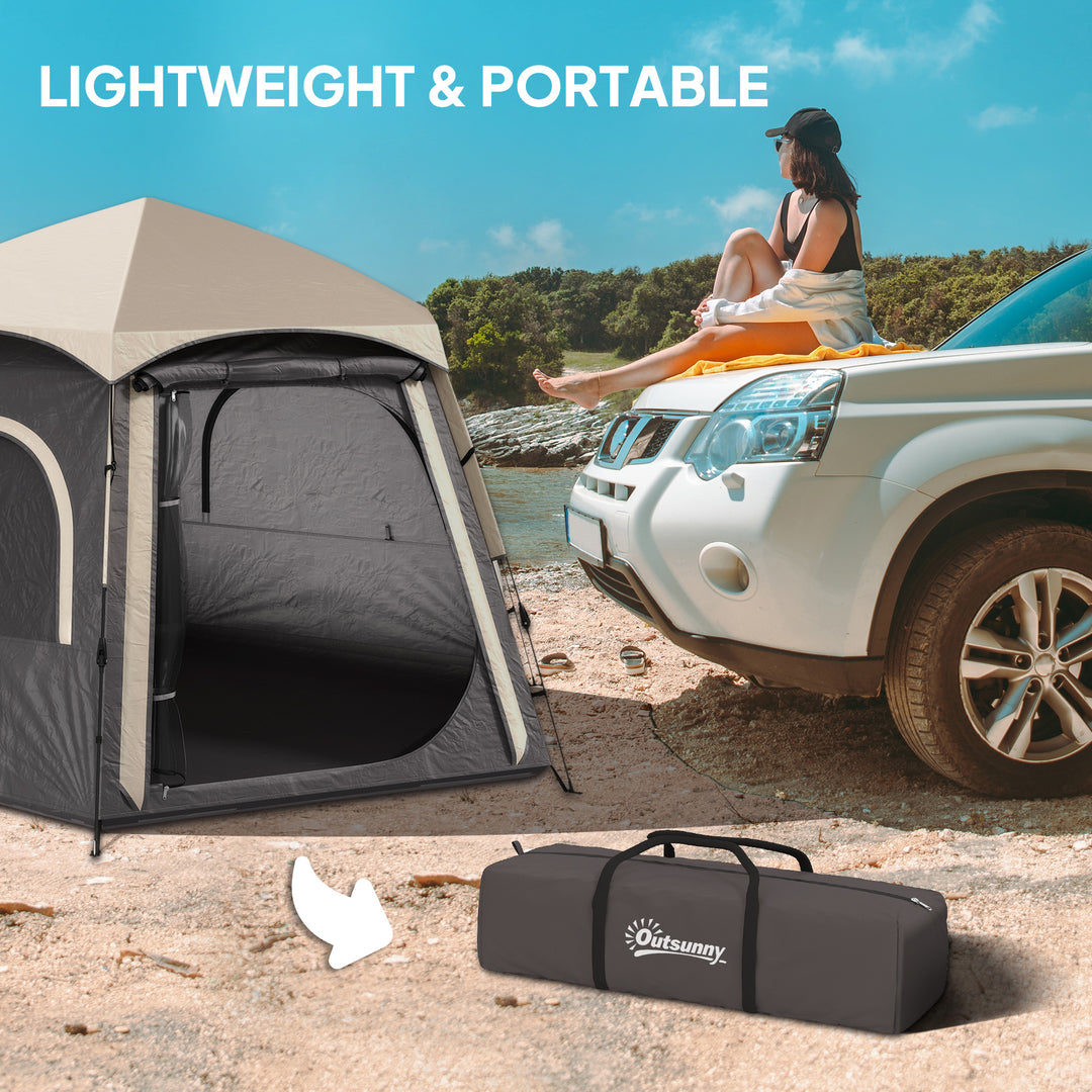 Instant Pop Up Camping Tent, 2/3/4 Person Easy Setup Dome Family Tent with Vestibule, Rainfly, 4 Mesh Windows & 2 Doors, Hexagonal Design, Waterproof & UV Protected, Dark Grey