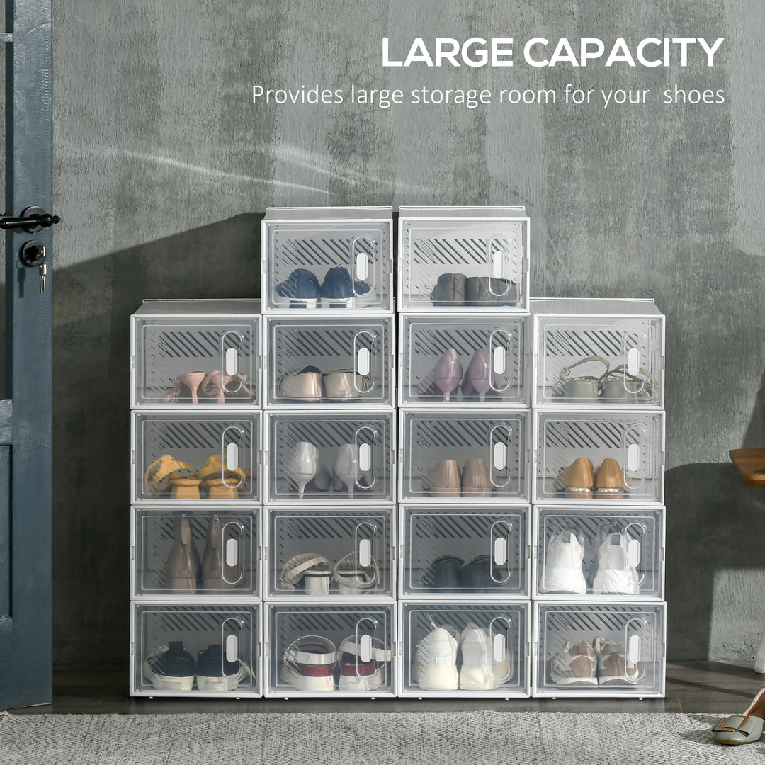 HOMCOM Cheap Storage Units Modular DIY Storage Unit with 18 Cubes, PP Plastic, Dust-Proof Doors, Handles, Great for Shoes Storage | Aosom UK