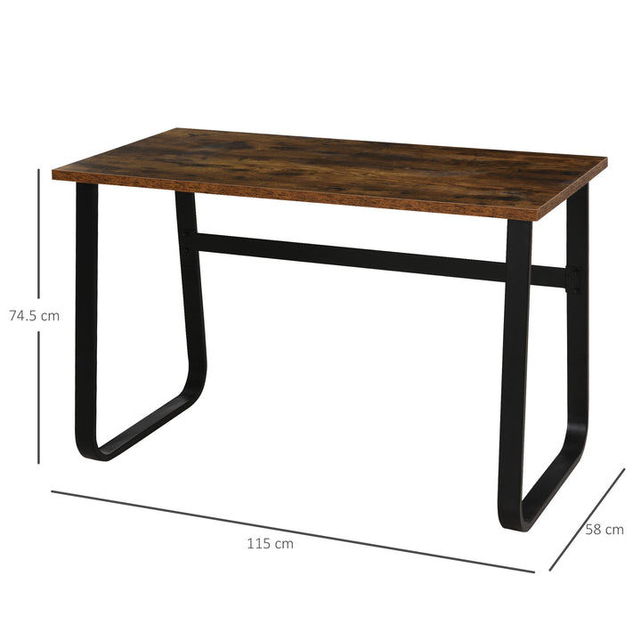 Computer Table, Writing Desk with Steel Frame and Wood Top, Industrial Home Study Table, 115 x 58 x 74.5cm, Rustic Brown and Black