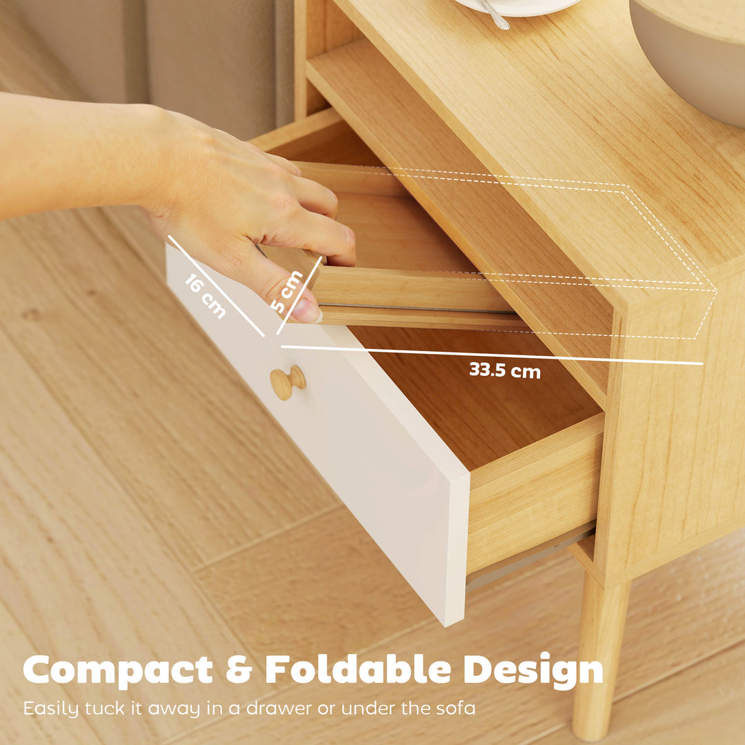 Bamboo Sofa Arm Tray, Foldable Anti-Slip Armrest Tray for Drinks and S