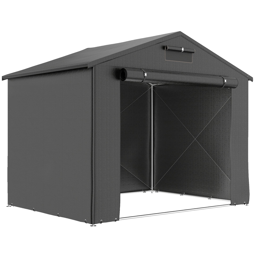 8 x 6 ft Outdoor Garden Storage Shed, Waterproof Bike Tent with Roll-Up Zipper Door