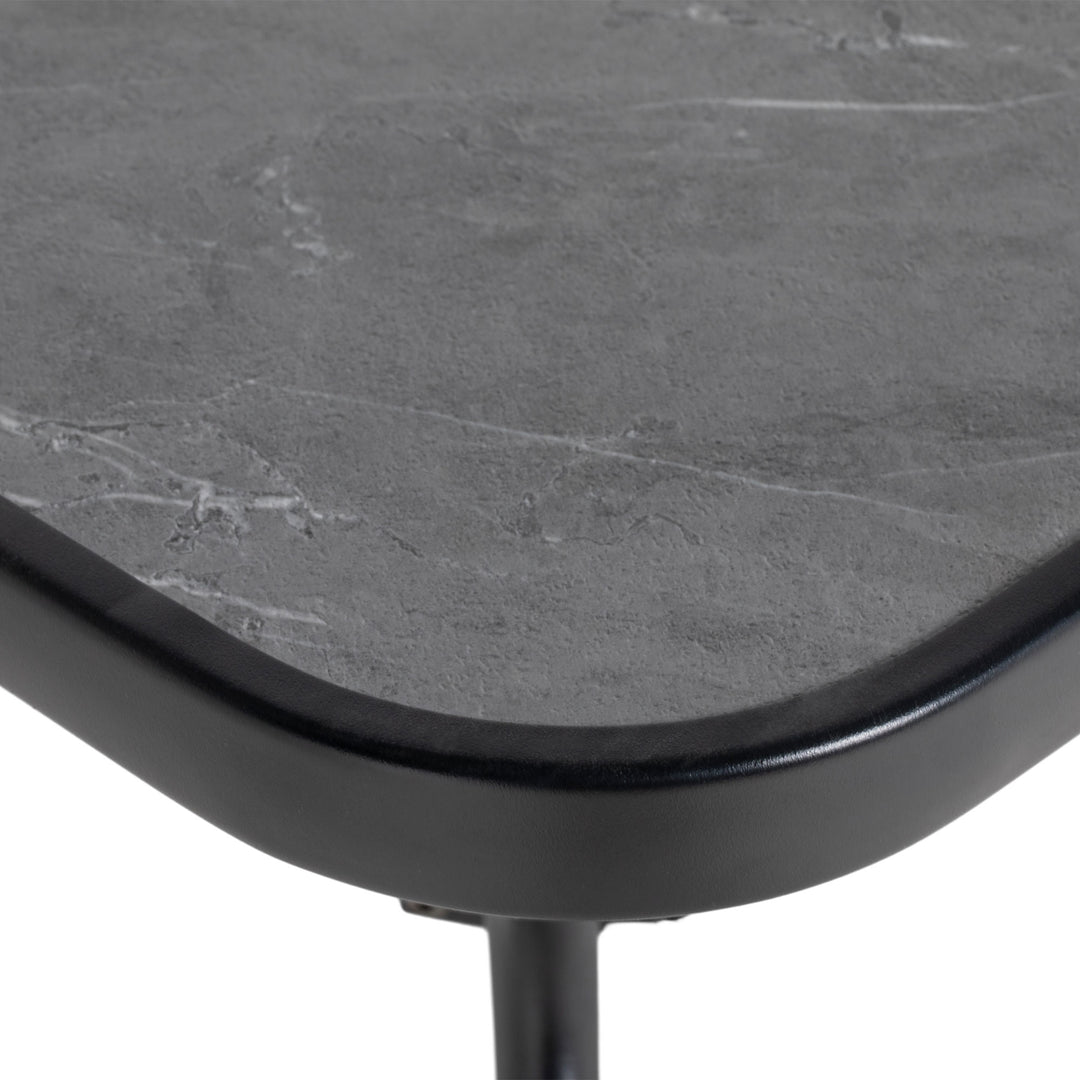 Square Outdoor Table, Patio Bistro Coffee Table with Faux-marbled Top and 42mm Umbrella Hole for Garden