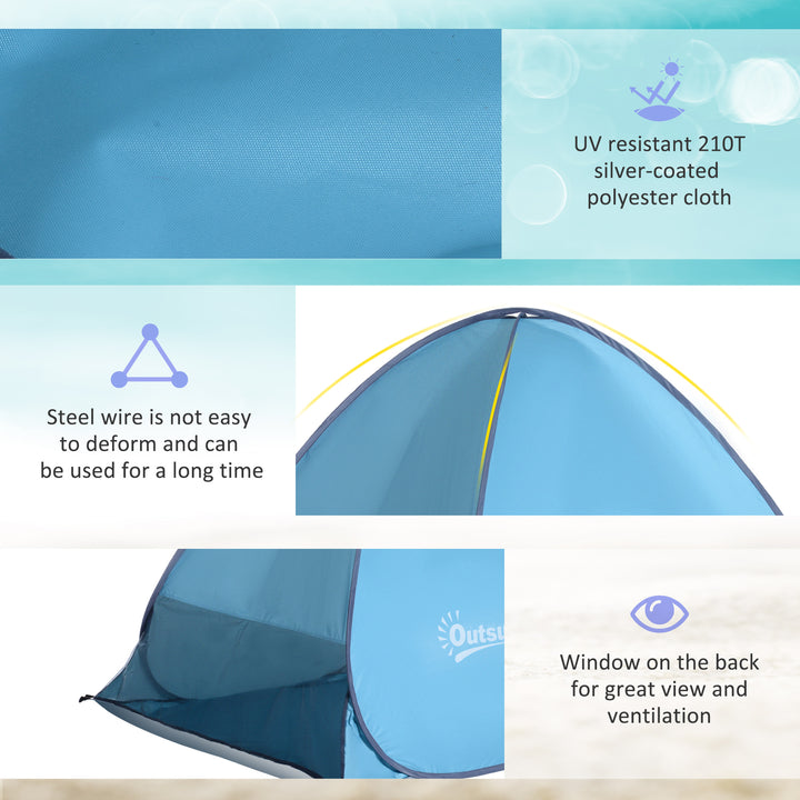 MCL 2-3 Person Pop up Beach Tent Hiking UV 30+ Protection Patio Sun Shelter (Blue)
