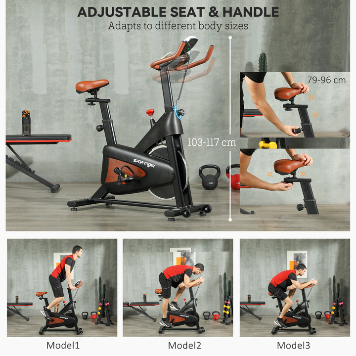SPORTNOW Quiet Stationary Exercise Bike with Adjustable Resistance, Seat, Black