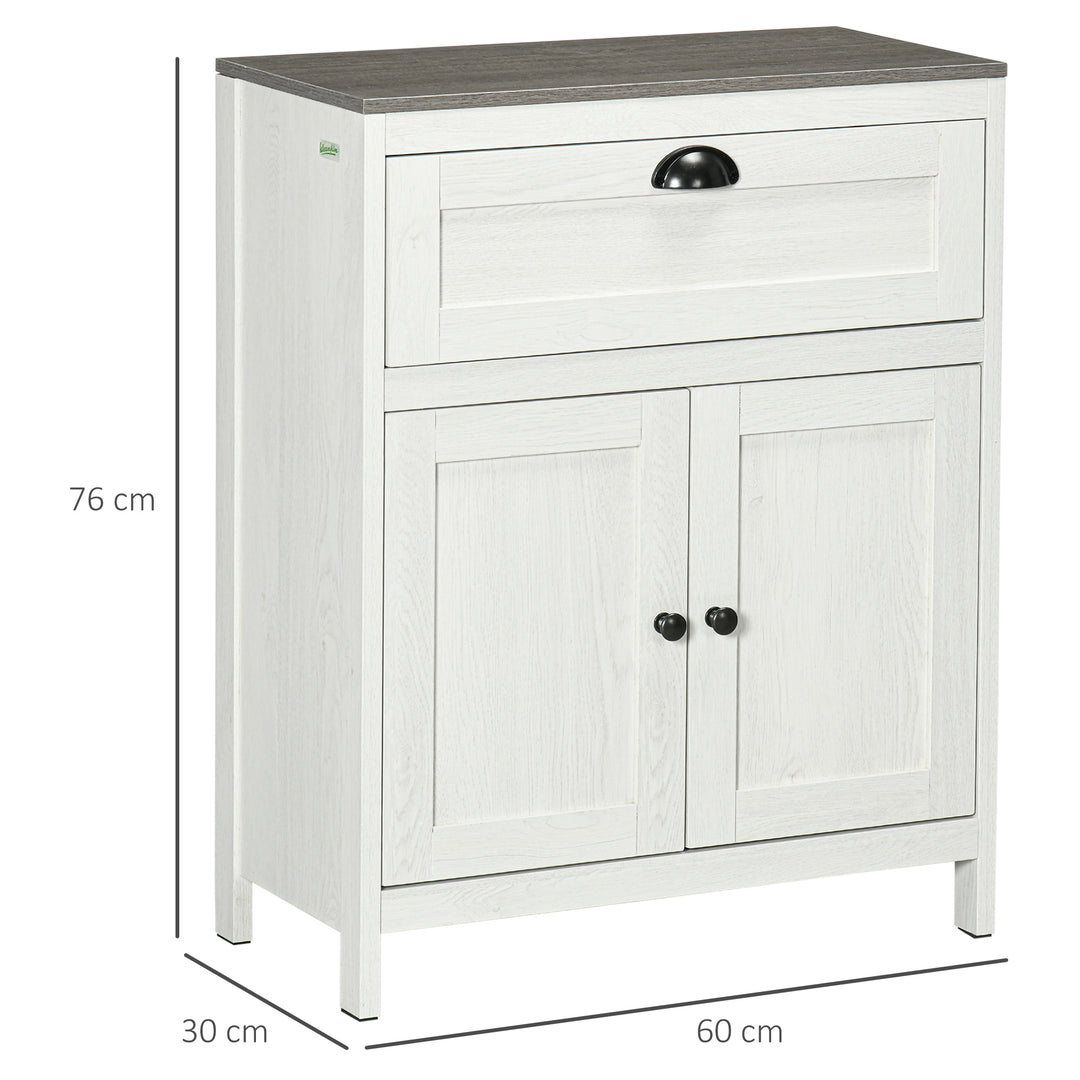 kleankin Bathroom Floor Cabinet, Freestanding Storage Cupboard with Drawer, Double Door Cabinet and Adjustable Shelf, White