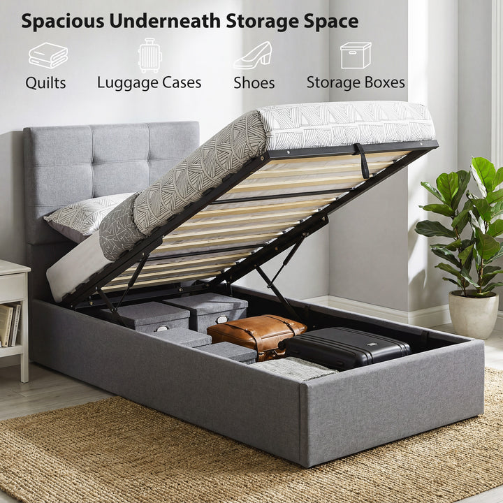 3ft Single Ottoman Bed with Gas Lift Storage - Grey - view 4