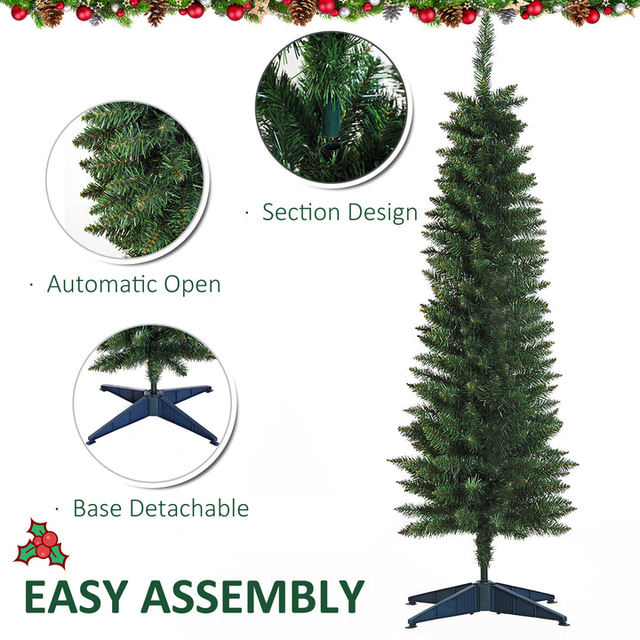 MCL 5ft Unlit Artificial Christmas Tree, Pencil Slim Xmas Tree with Solid Stand and Realistic Branches, Green