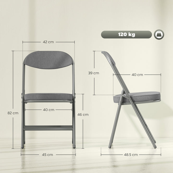 Set of Four Folding Corduroy Seat Chairs - Grey