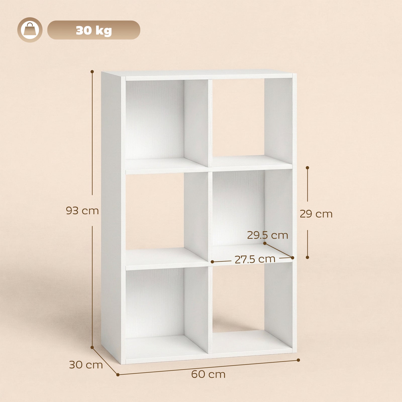 Industrial Style Storage Shelf, Bookcase, Bookshelf with 6 Compartment