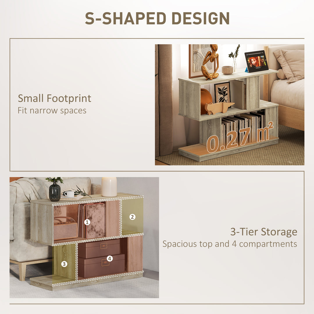 S-Shaped Side Table - Natural Wood Finish