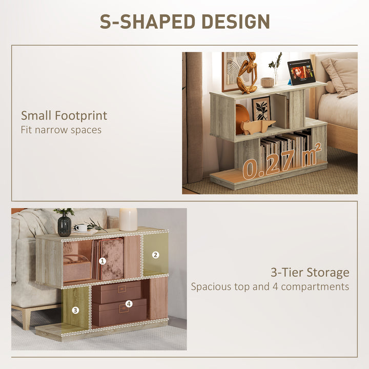 S-Shaped Side Table - Natural Wood Finish