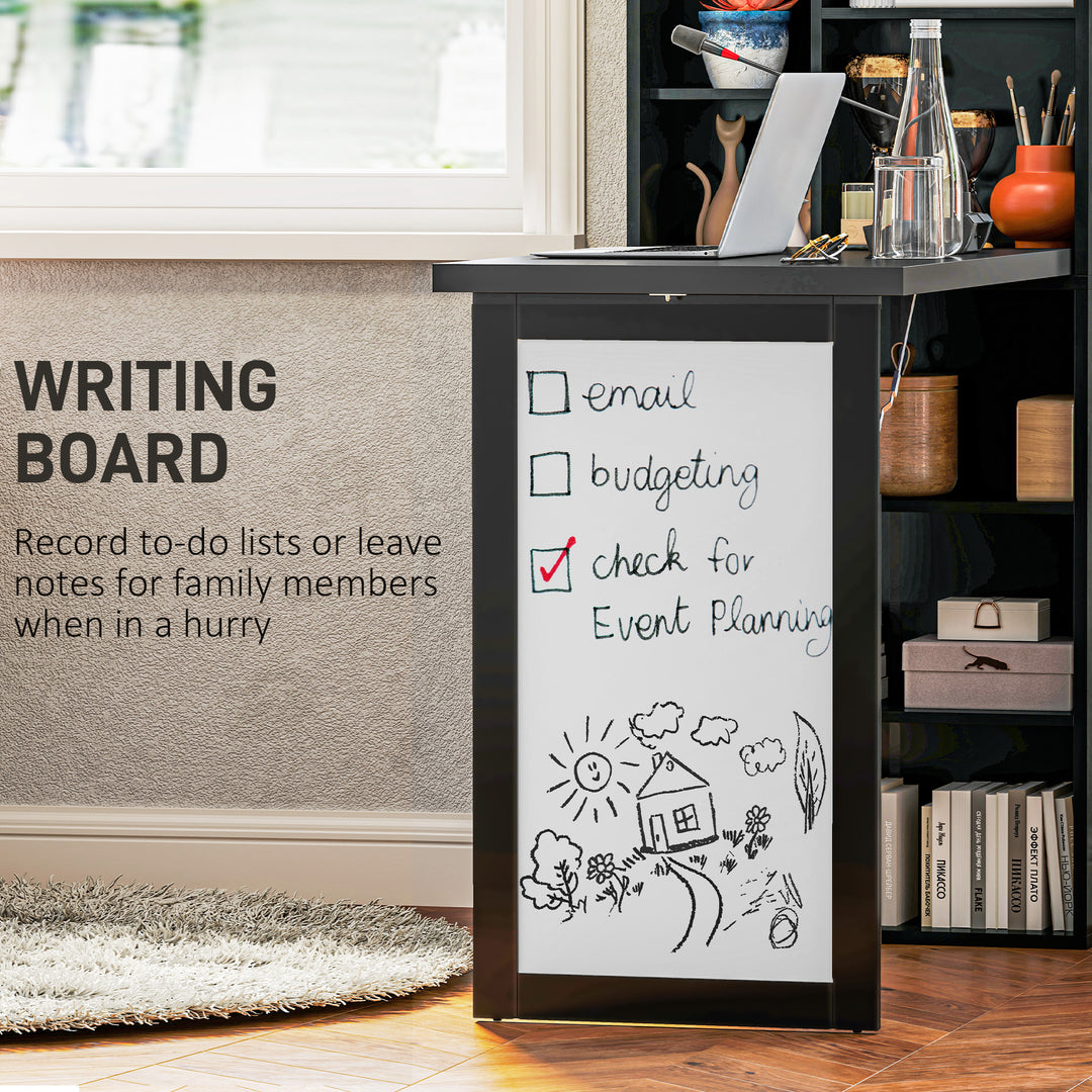 Three-Part Work Desk, with Storage and Writing Board - Black