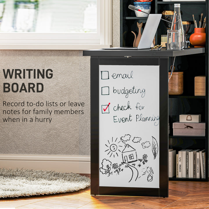 Three-Part Work Desk, with Storage and Writing Board - Black