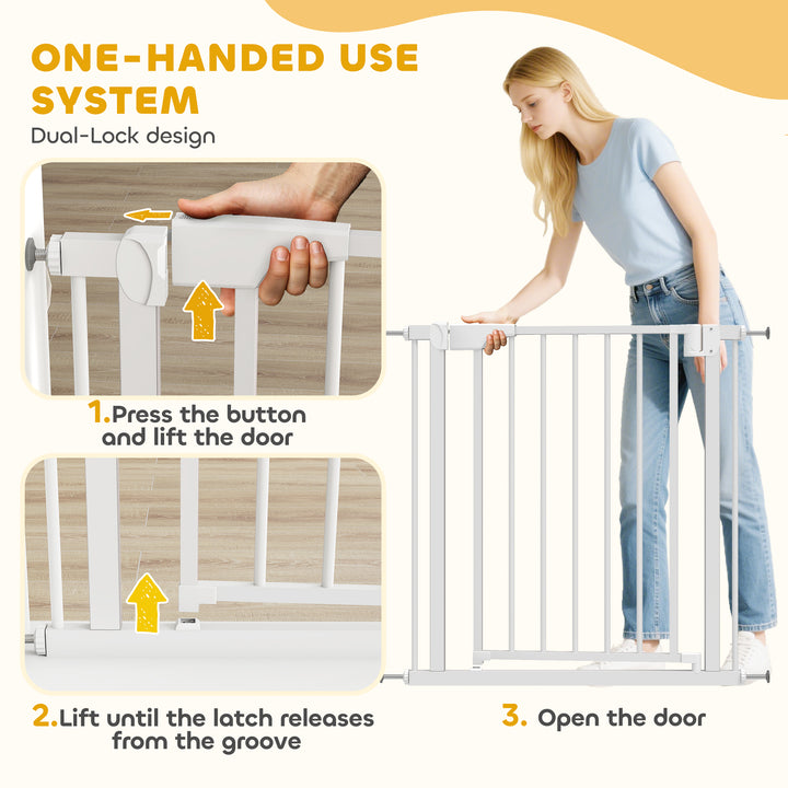 Baby Gate, Pet Safety Gate Pressure Fit, 76-81cm Wide with Two-Way Ope