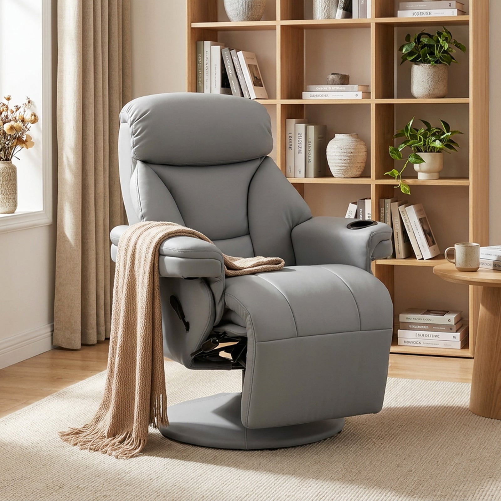 Upholstered Reclining Armchair, Manual Recliner Chair with Footrest an