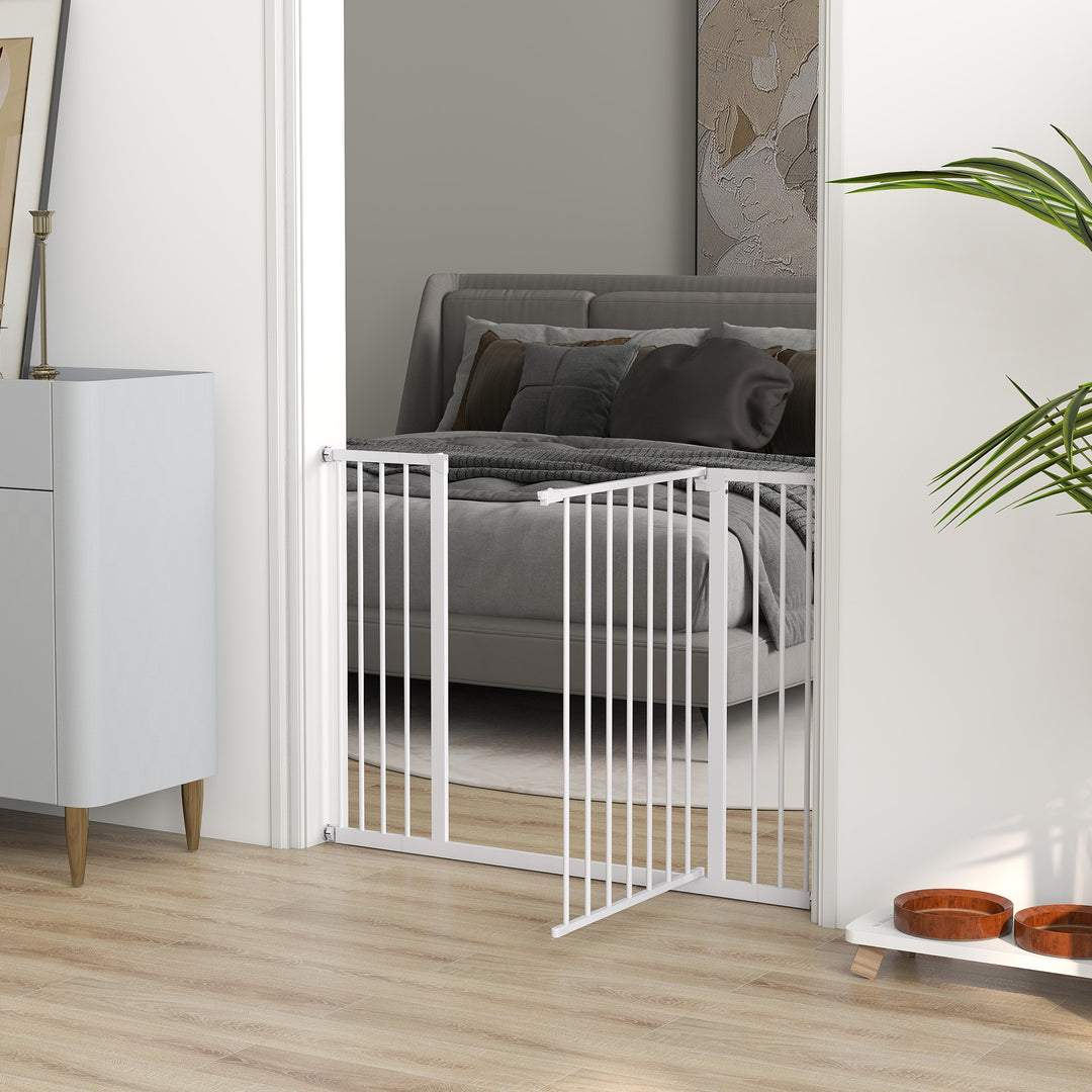 MCL Dog Gate Pet Safety Gate Stair Barrier Pressure Fit Adjustable 76-82/86-97/101-107 cm, White