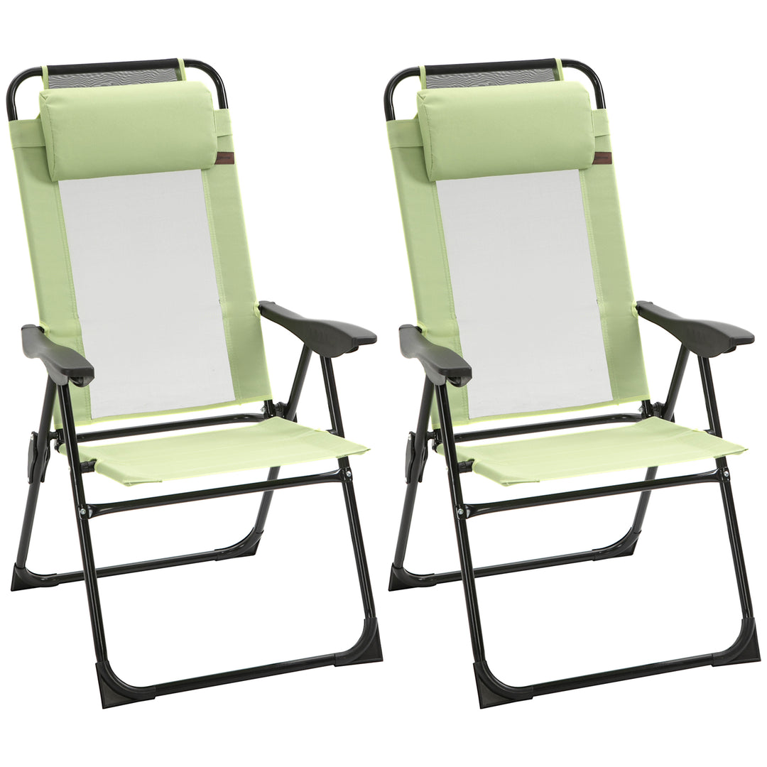 Folding Garden Chairs Set of 2, 5-Position Recliner Camping Chair with