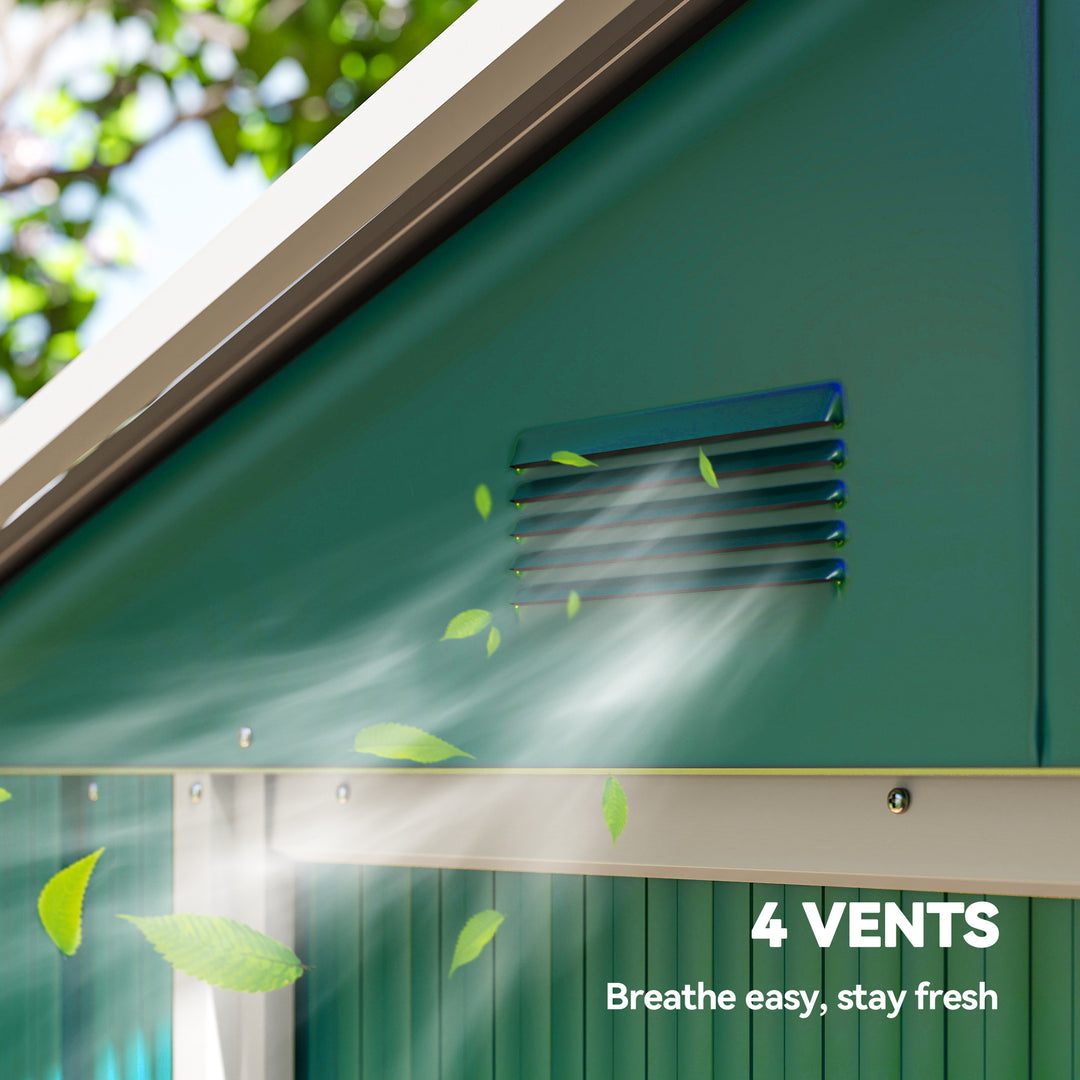 MCL 6.5ft x 3.5ft Metal Garden Storage Shed for Outdoor Tool Storage with Double Sliding Doors and 4 Vents, Green