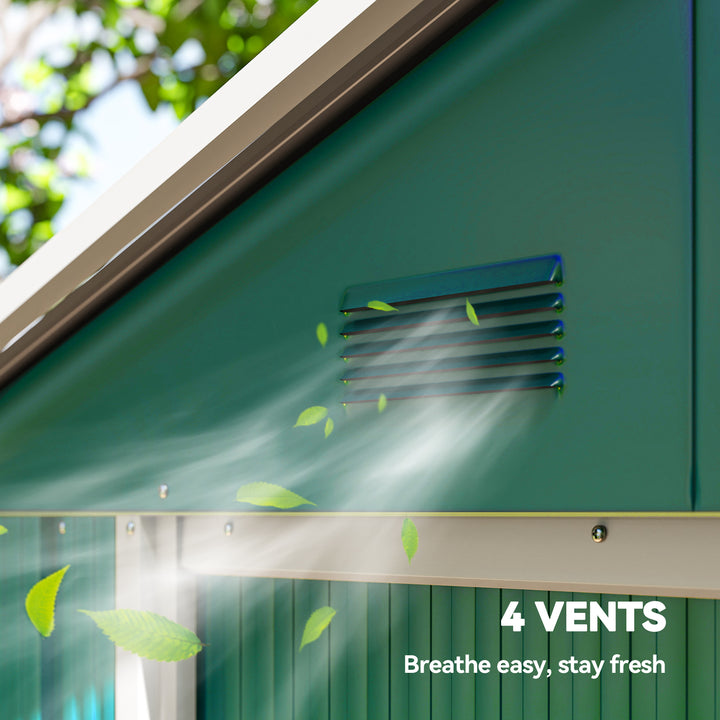 MCL 6.5ft x 3.5ft Metal Garden Storage Shed for Outdoor Tool Storage with Double Sliding Doors and 4 Vents, Green