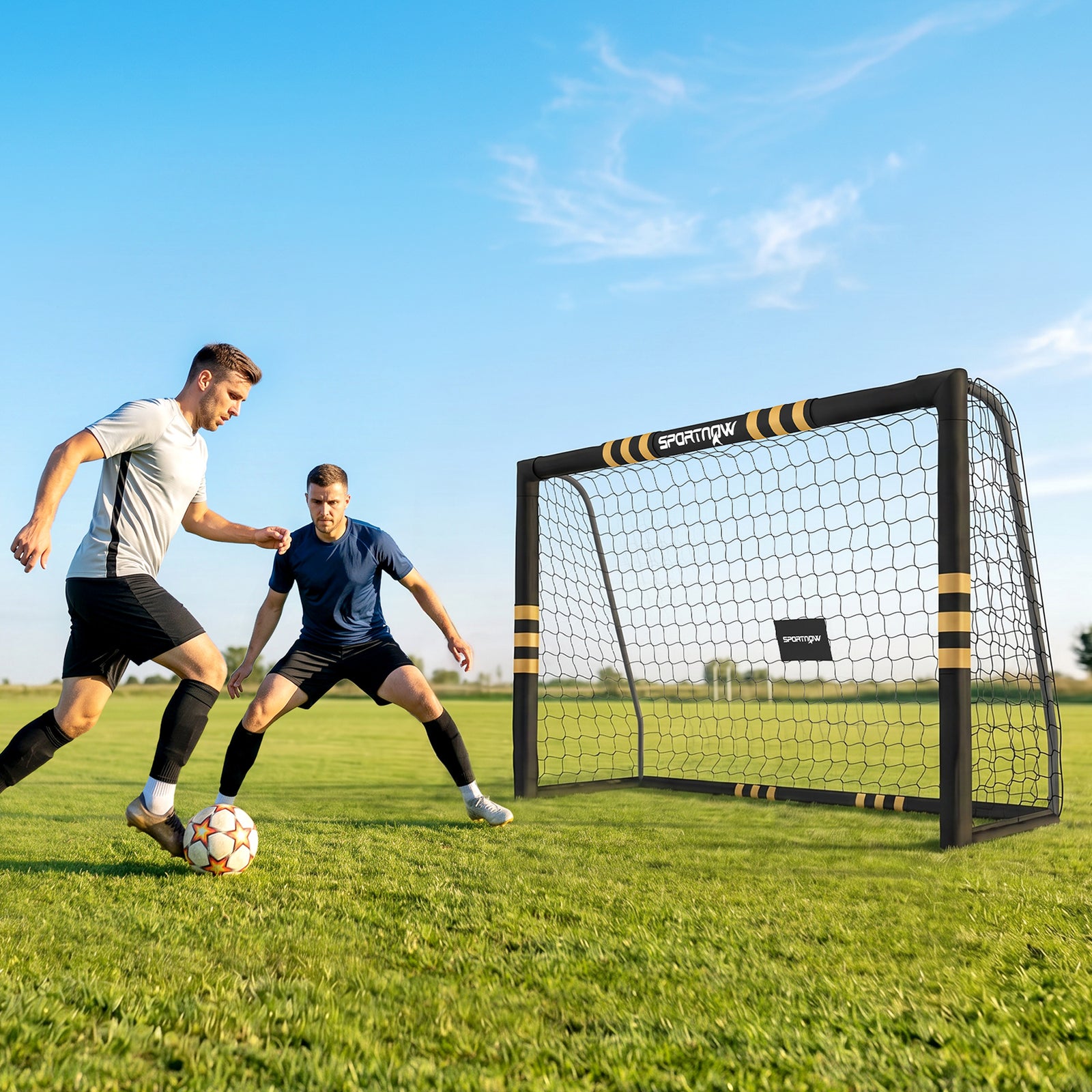 Football Goal, 8 x 5ft Portable Football Net with EPE Foam Padding, PV