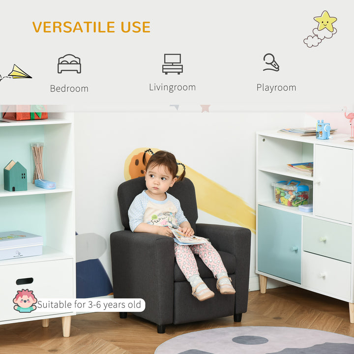2 in 1 design Kids Sofa Armchair with Footrest for Children Playroom Bedroom Living Room, 55 x 50 x 67cm, Grey