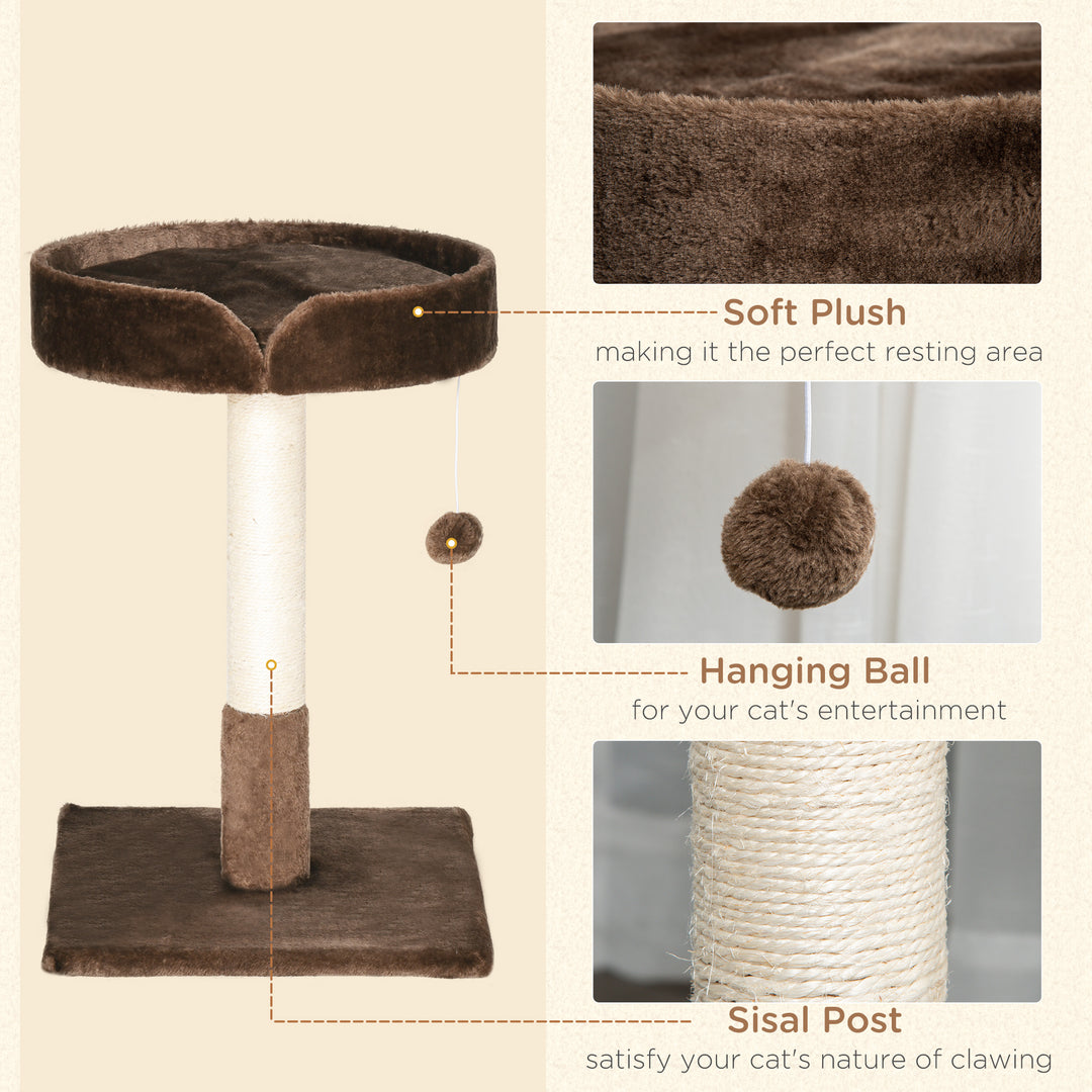 MCL Small Cat Tree for Indoor Cats with Sisal Scratching Post Kitten Bed Cushion Ball Toy, Brown, 45x45x70 cm