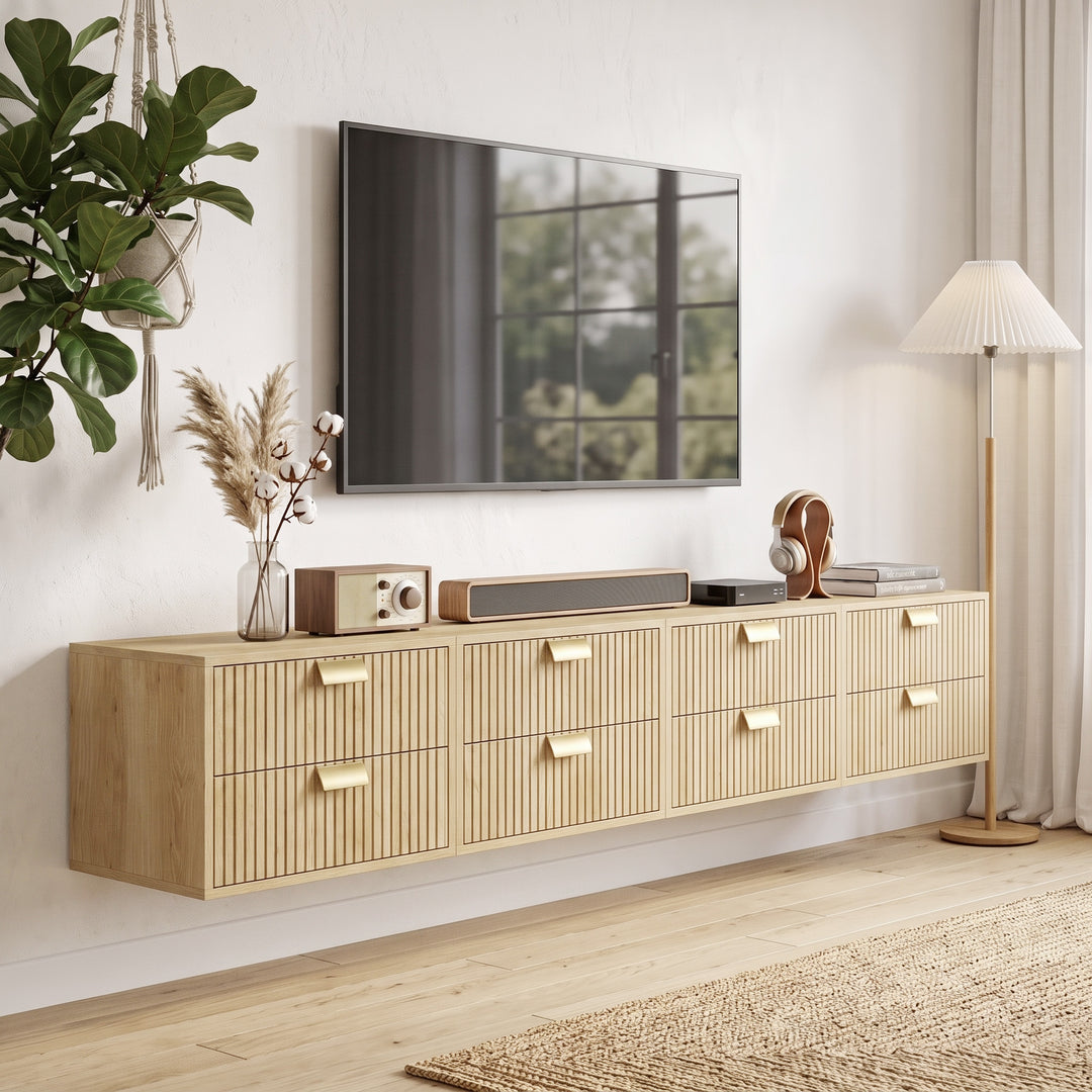 Modern Floating Nightstands Set of 2, Wall Mounted Bedside Tables with