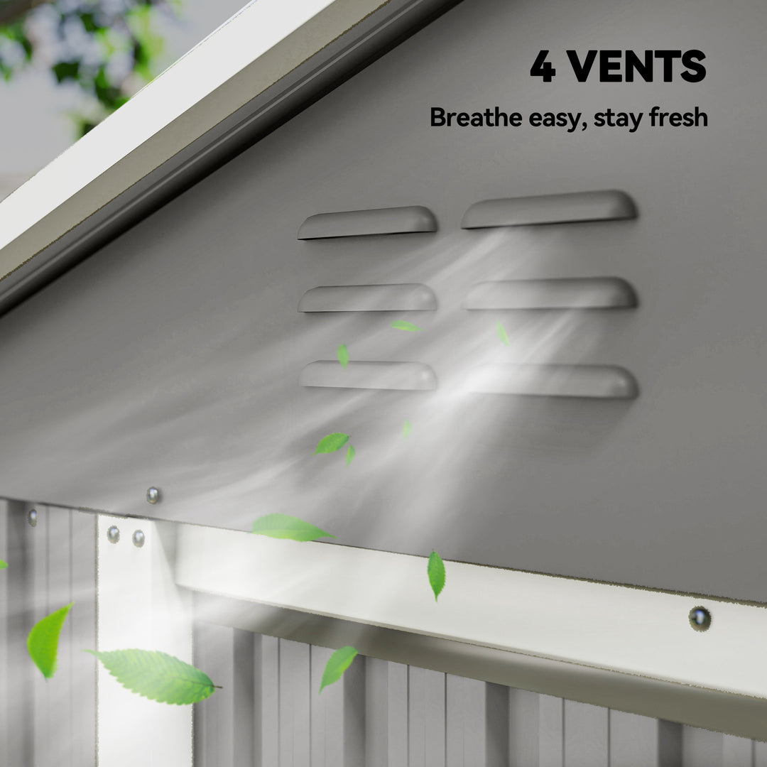 6.5 x 3.5ft Metal Garden Storage Shed - Light Grey