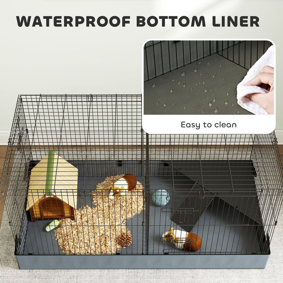 2 in 1 Guinea Pig Cage, Rabbit Cage Pet Playpen with 2 Separate Area, Waterproof Oxford Fabric Floor for Hedgehogs